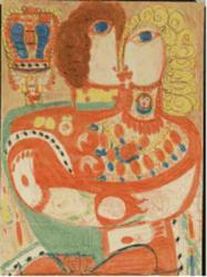 Alo�se Corbaz, dite Alo�se, Mariage de Lichtenstein - Paris c�est un paradis, 1941-1951. Crayons de couleur sur papier, 110 x 50,5 cm
