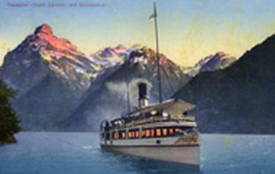 Der Dampfer �Stadt Luzern II� auf einer Abendrundfahrt im Urnersee um 1920
